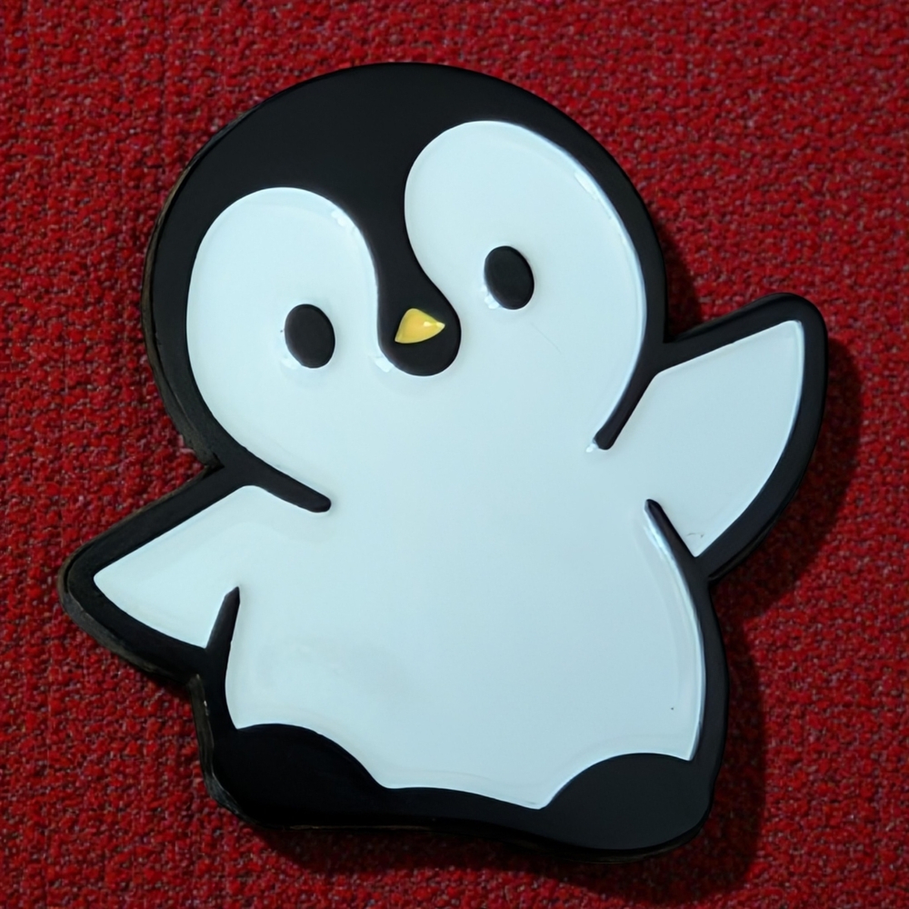 Cute Penguin Black & White Enamel Brooch
